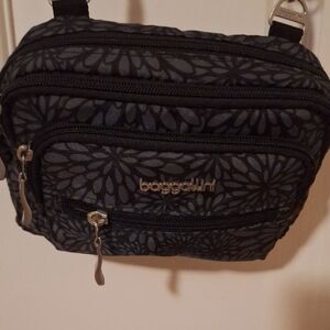 Baggallini Dark Gray Floral Crossbody Bag